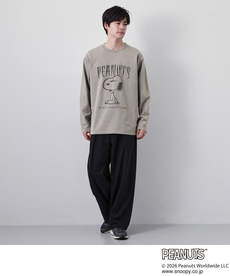 ザ ショップ ティーケー(メンズ) THE SHOP TK(Men) PEANUTS ／ ピーナッツ スヌーピー ヴィンテージ風プリント長袖Tシャツ （チャコールグレー(014)） チャコールグレー(014)
