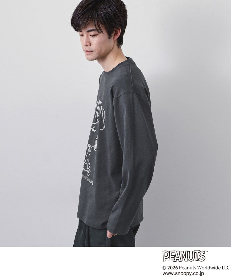 ザ ショップ ティーケー(メンズ) THE SHOP TK(Men) PEANUTS ／ ピーナッツ スヌーピー ヴィンテージ風プリント長袖Tシャツ （チャコールグレー(014)） チャコールグレー(014)