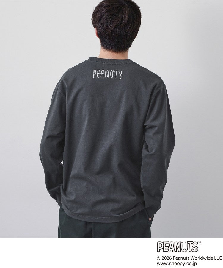 ザ ショップ ティーケー(メンズ) THE SHOP TK(Men) PEANUTS ／ ピーナッツ スヌーピー ヴィンテージ風プリント長袖Tシャツ （チャコールグレー(014)） チャコールグレー(014)