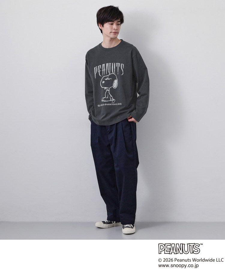 ザ ショップ ティーケー(メンズ) THE SHOP TK(Men) PEANUTS ／ ピーナッツ スヌーピー ヴィンテージ風プリント長袖Tシャツ （チャコールグレー(014)） チャコールグレー(014)