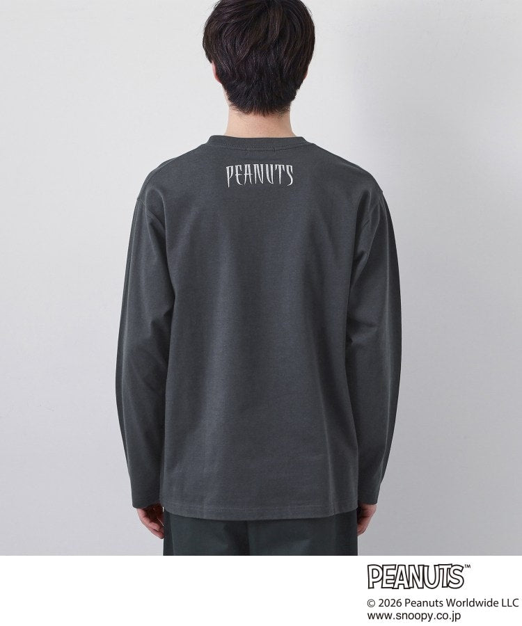 ザ ショップ ティーケー(メンズ) THE SHOP TK(Men) PEANUTS ／ ピーナッツ スヌーピー ヴィンテージ風プリント長袖Tシャツ （チャコールグレー(014)） チャコールグレー(014)