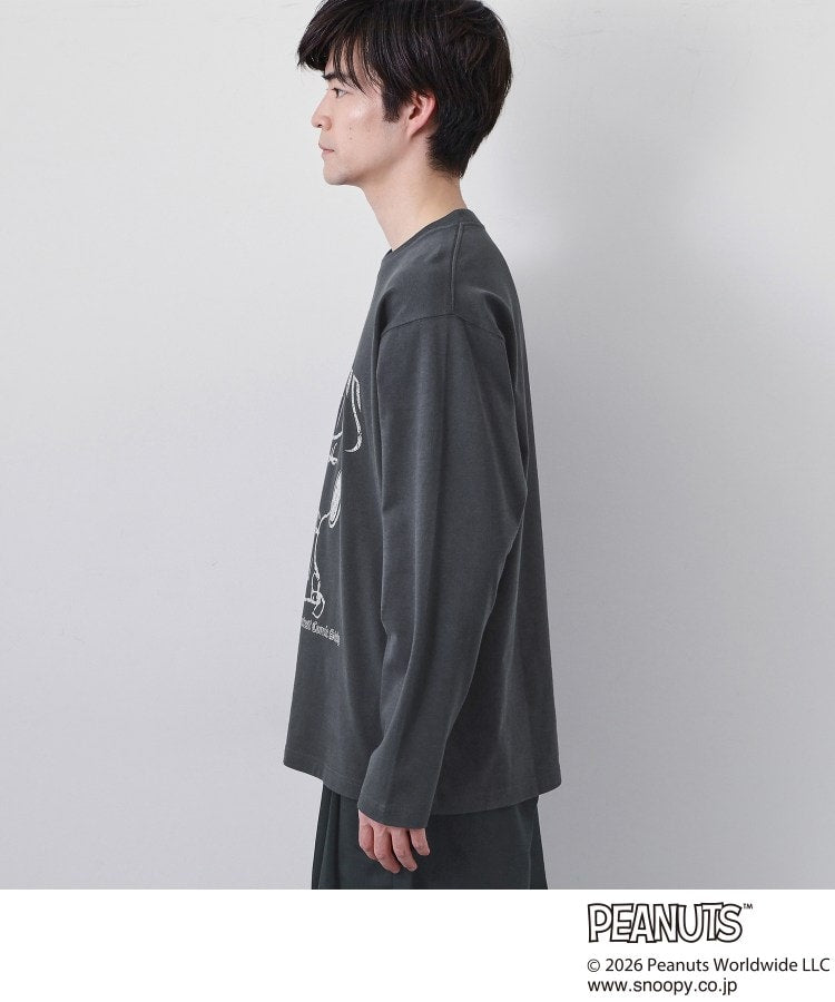 ザ ショップ ティーケー(メンズ) THE SHOP TK(Men) PEANUTS ／ ピーナッツ スヌーピー ヴィンテージ風プリント長袖Tシャツ （チャコールグレー(014)） チャコールグレー(014)