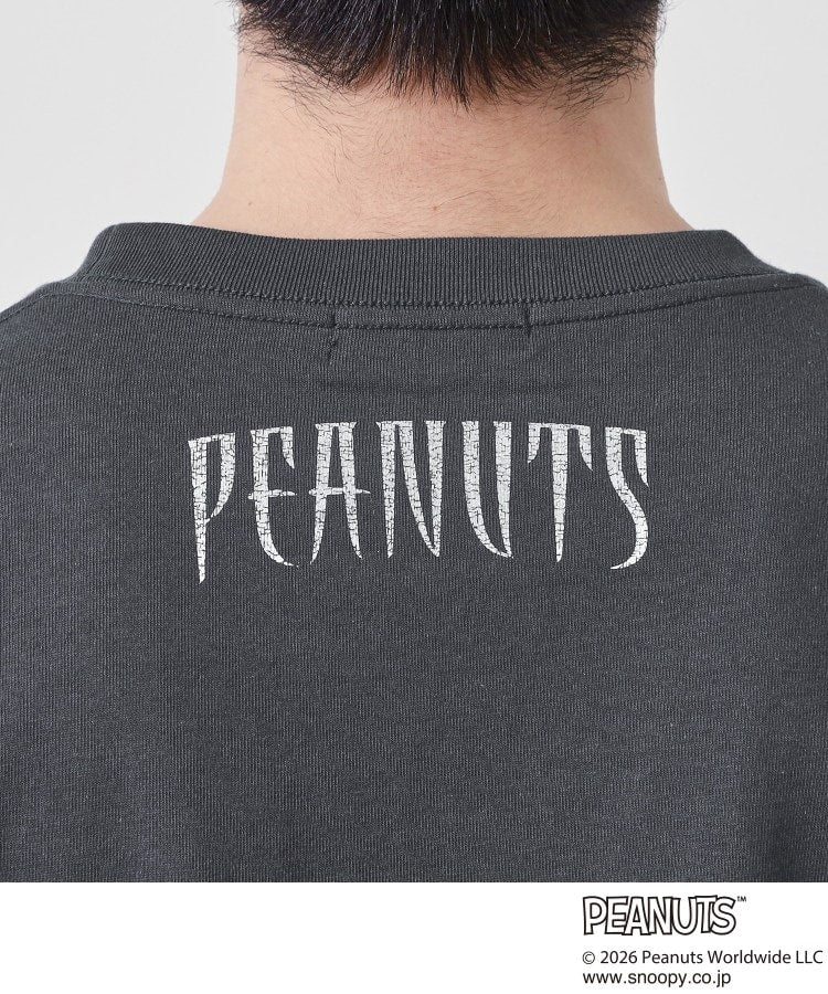 ザ ショップ ティーケー(メンズ) THE SHOP TK(Men) PEANUTS ／ ピーナッツ スヌーピー ヴィンテージ風プリント長袖Tシャツ （チャコールグレー(014)） チャコールグレー(014)
