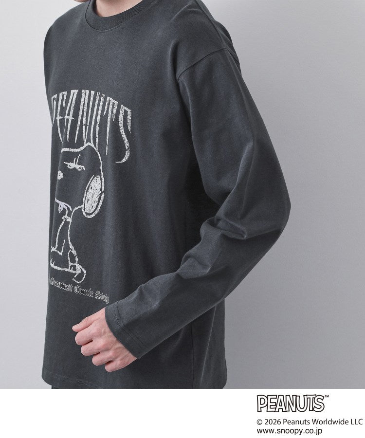 ザ ショップ ティーケー(メンズ) THE SHOP TK(Men) PEANUTS ／ ピーナッツ スヌーピー ヴィンテージ風プリント長袖Tシャツ （チャコールグレー(014)） チャコールグレー(014)