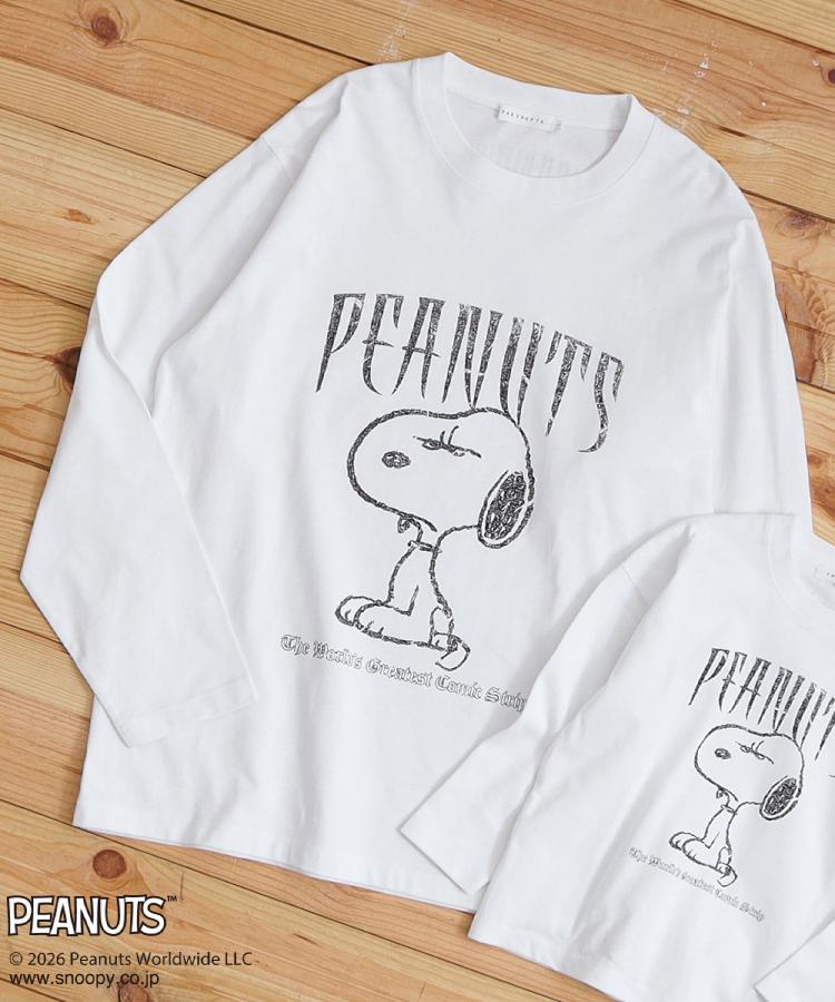 ザ ショップ ティーケー(メンズ) THE SHOP TK(Men) PEANUTS ／ ピーナッツ スヌーピー ヴィンテージ風プリント長袖Tシャツ （オフホワイト(003)） オフホワイト(003)
