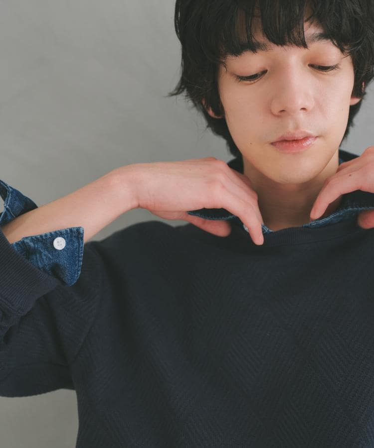 ザ ショップ ティーケー(メンズ) THE SHOP TK(Men) ジャガードリンクススウエット （ネイビー(094)） ネイビー(094)