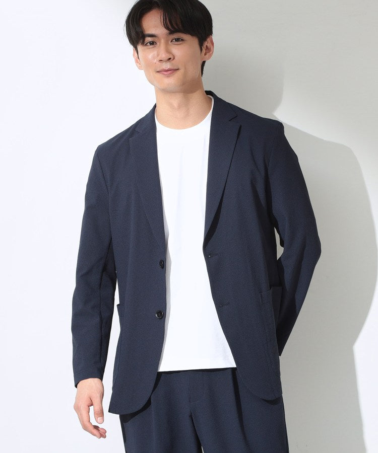 ザ ショップ ティーケー(メンズ) THE SHOP TK(Men) マイクロ シアサッカー ジャケット 洗濯機OK／セットアップ可 （ネイビー(094)） ネイビー(094)