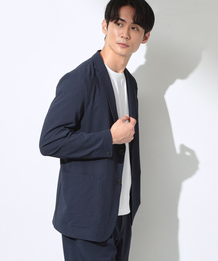 ザ ショップ ティーケー(メンズ) THE SHOP TK(Men) マイクロ シアサッカー ジャケット 洗濯機OK／セットアップ可 （ネイビー(094)） ネイビー(094)