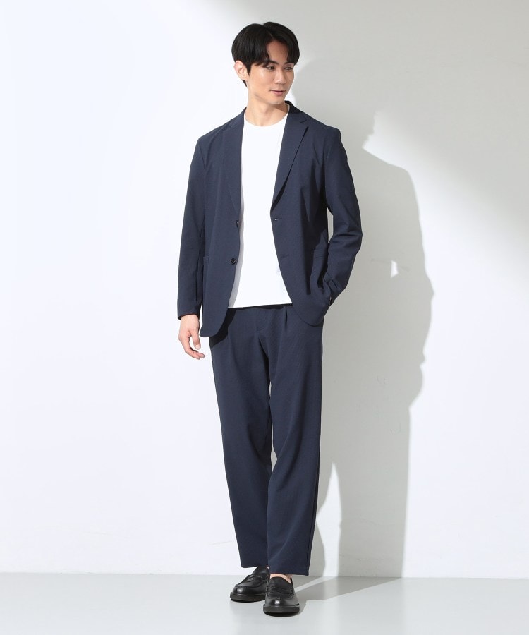 ザ ショップ ティーケー(メンズ) THE SHOP TK(Men) マイクロ シアサッカー ジャケット 洗濯機OK／セットアップ可 （ネイビー(094)） ネイビー(094)