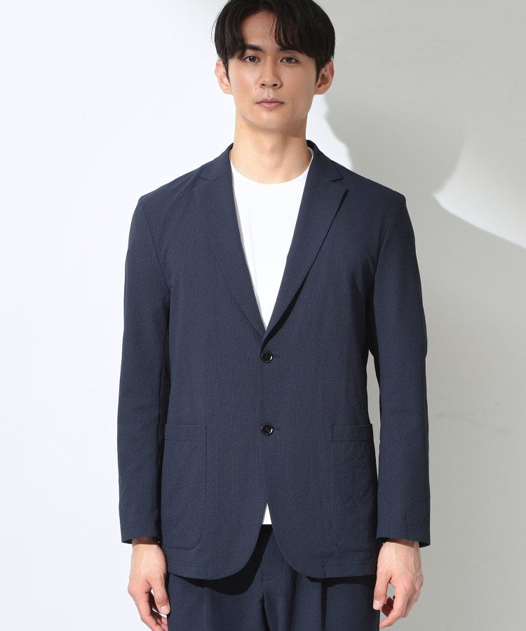 ザ ショップ ティーケー(メンズ) THE SHOP TK(Men) マイクロ シアサッカー ジャケット 洗濯機OK／セットアップ可 （ネイビー(094)） ネイビー(094)