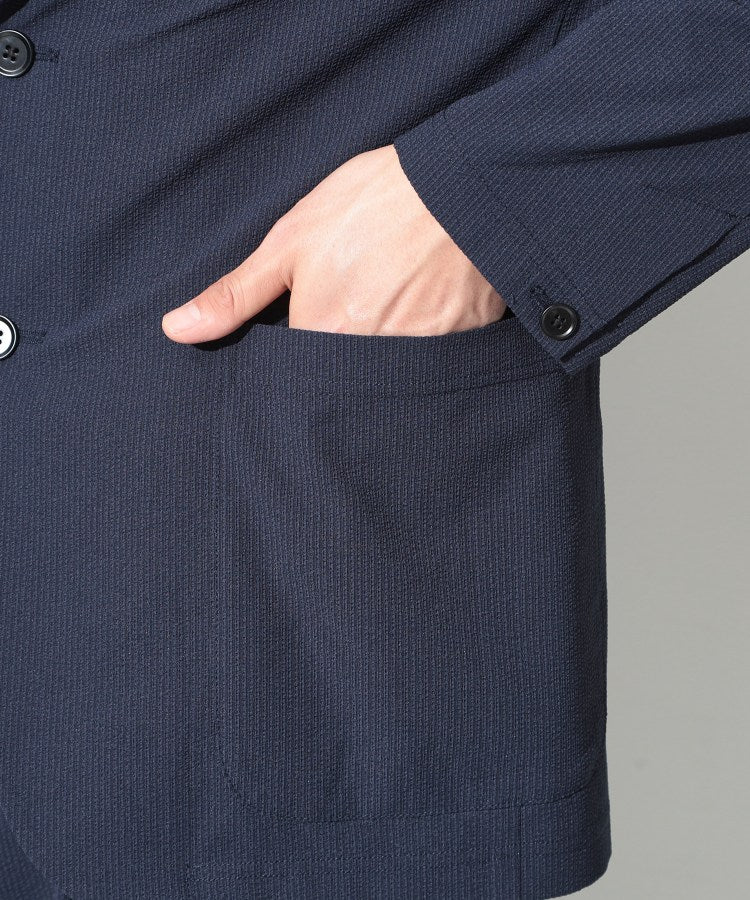 ザ ショップ ティーケー(メンズ) THE SHOP TK(Men) マイクロ シアサッカー ジャケット 洗濯機OK／セットアップ可 （ネイビー(094)） ネイビー(094)