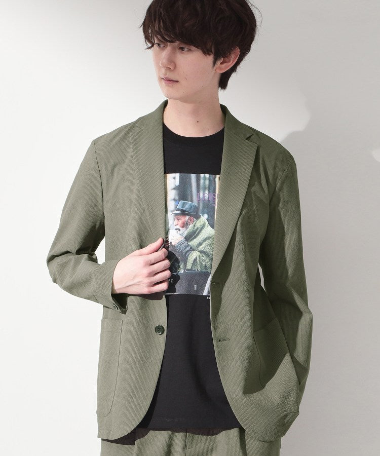 ザ ショップ ティーケー(メンズ) THE SHOP TK(Men) マイクロ シアサッカー ジャケット 洗濯機OK／セットアップ可 （ネイビー(094)） ネイビー(094)