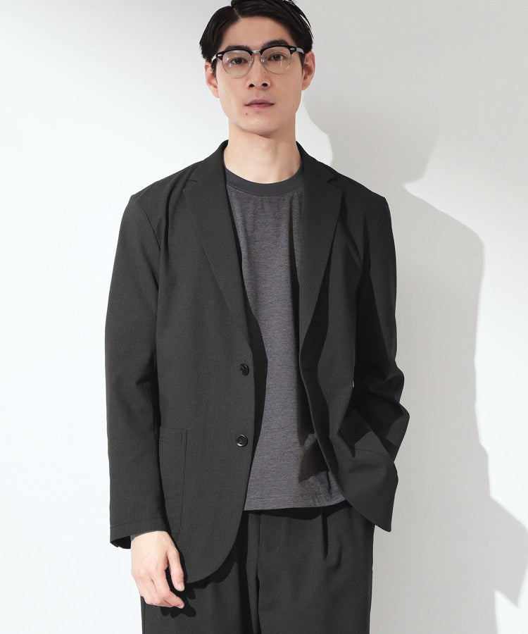 ザ ショップ ティーケー(メンズ) THE SHOP TK(Men) マイクロ シアサッカー ジャケット 洗濯機OK／セットアップ可 （ブラック(019)） ブラック(019)