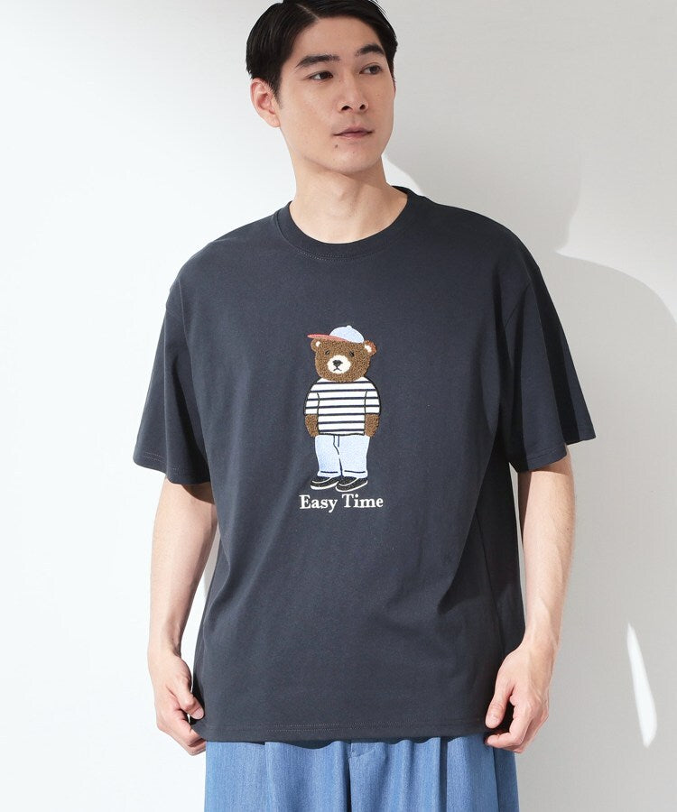 ザ ショップ ティーケー(メンズ) THE SHOP TK(Men) クマ サガラ刺繍 半袖Tシャツ 【洗濯機OK】 （ネイビー(394)） ネイビー(394)