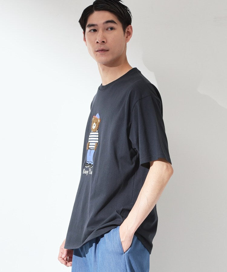 ザ ショップ ティーケー(メンズ) THE SHOP TK(Men) クマ サガラ刺繍 半袖Tシャツ 【洗濯機OK】 （ネイビー(394)） ネイビー(394)