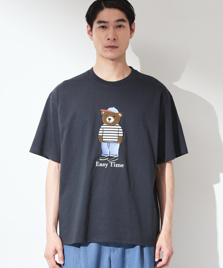 ザ ショップ ティーケー(メンズ) THE SHOP TK(Men) クマ サガラ刺繍 半袖Tシャツ 【洗濯機OK】 （ネイビー(394)） ネイビー(394)