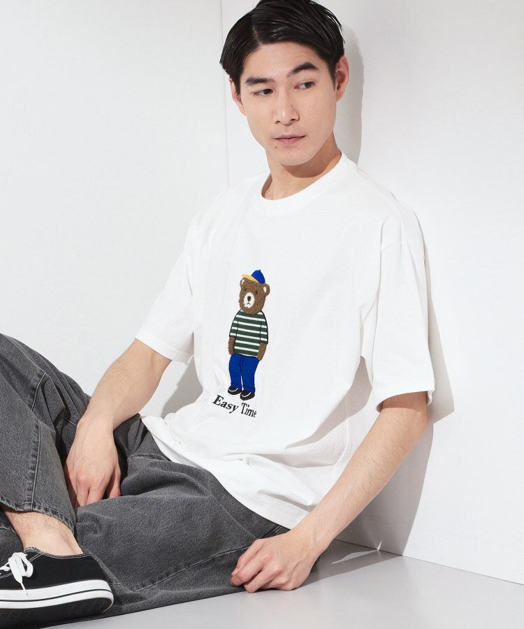 ザ ショップ ティーケー(メンズ) THE SHOP TK(Men) クマ サガラ刺繍 半袖Tシャツ 【洗濯機OK】 （ネイビー(394)） ネイビー(394)