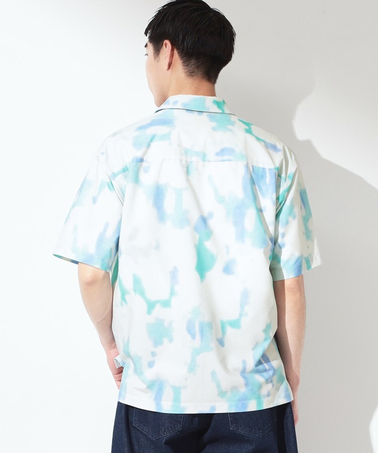 ザ ショップ ティーケー(メンズ) THE SHOP TK(Men) プリント柄 開襟半袖シャツ 【洗濯機OK】 （ブラック(419)） ブラック(419)