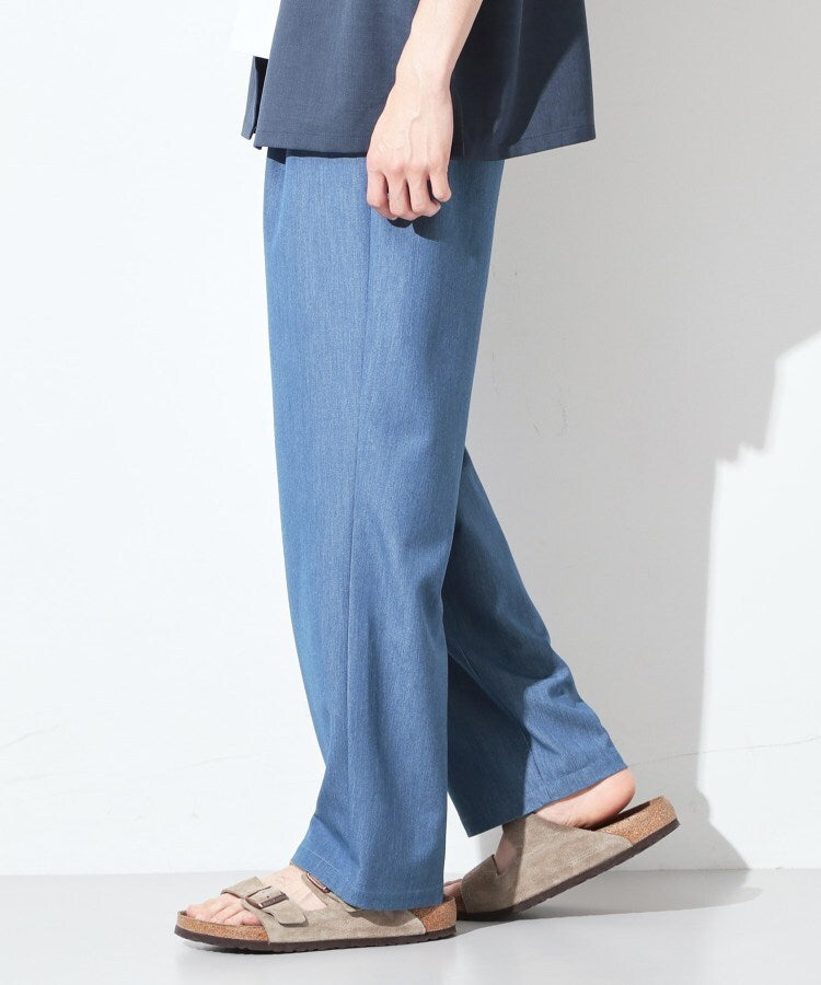 ザ ショップ ティーケー(メンズ) THE SHOP TK(Men) デニムライク セミワイドイージーパンツ 【ベルト要らず／洗濯機OK】 （ブルー(091)） ブルー(091)