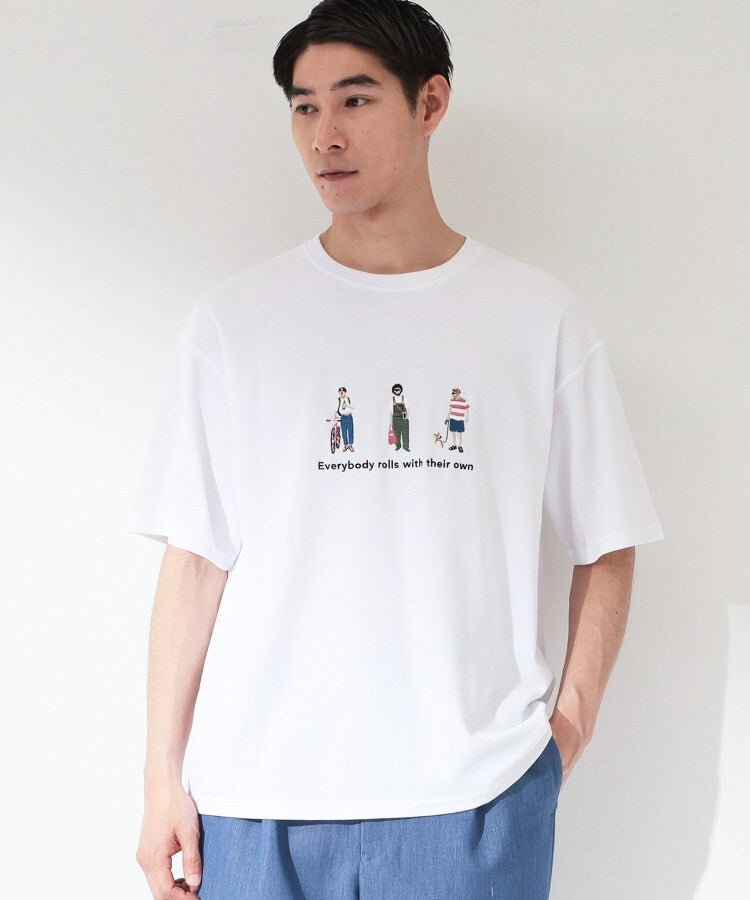ザ ショップ ティーケー(メンズ) THE SHOP TK(Men) 刺繍×ロゴ 鹿の子 半袖Tシャツ 【洗濯機OK】 （オフホワイト(003)） オフホワイト(003)