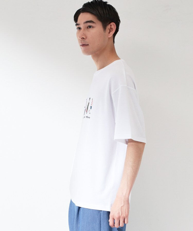 ザ ショップ ティーケー(メンズ) THE SHOP TK(Men) 刺繍×ロゴ 鹿の子 半袖Tシャツ 【洗濯機OK】 （オフホワイト(003)） オフホワイト(003)