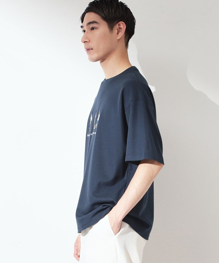 ザ ショップ ティーケー(メンズ) THE SHOP TK(Men) 刺繍×ロゴ 鹿の子 半袖Tシャツ 【洗濯機OK】 （オフホワイト(003)） オフホワイト(003)