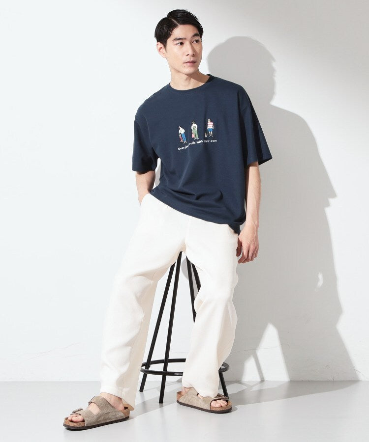 ザ ショップ ティーケー(メンズ) THE SHOP TK(Men) 刺繍×ロゴ 鹿の子 半袖Tシャツ 【洗濯機OK】 （オフホワイト(003)） オフホワイト(003)