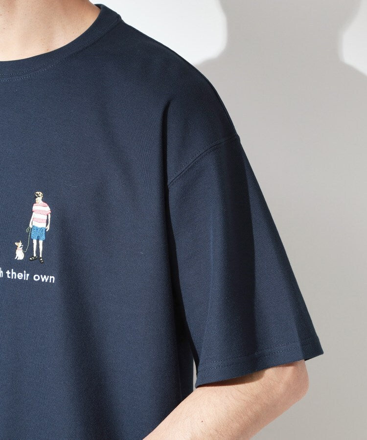 ザ ショップ ティーケー(メンズ) THE SHOP TK(Men) 刺繍×ロゴ 鹿の子 半袖Tシャツ 【洗濯機OK】 （オフホワイト(003)） オフホワイト(003)