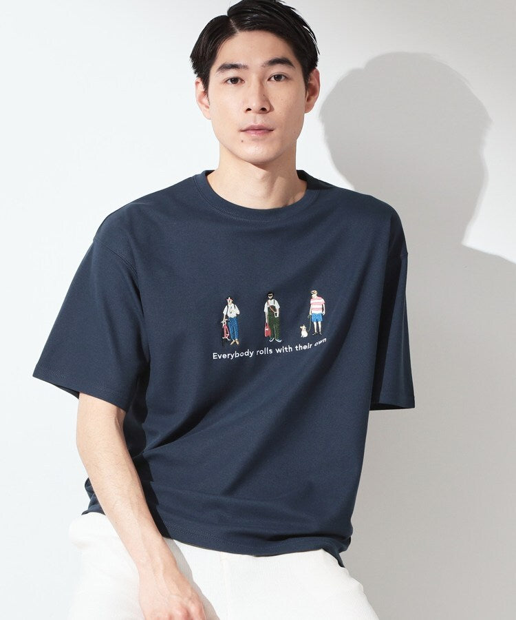 ザ ショップ ティーケー(メンズ) THE SHOP TK(Men) 刺繍×ロゴ 鹿の子 半袖Tシャツ 【洗濯機OK】 （ネイビー(094)） ネイビー(094)