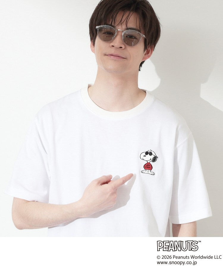 ザ ショップ ティーケー(メンズ) THE SHOP TK(Men) PEANUTS ／ ピーナッツ スヌーピー ワンポイント刺繍 半袖Tシャツ （オフホワイト(603)） オフホワイト(603)