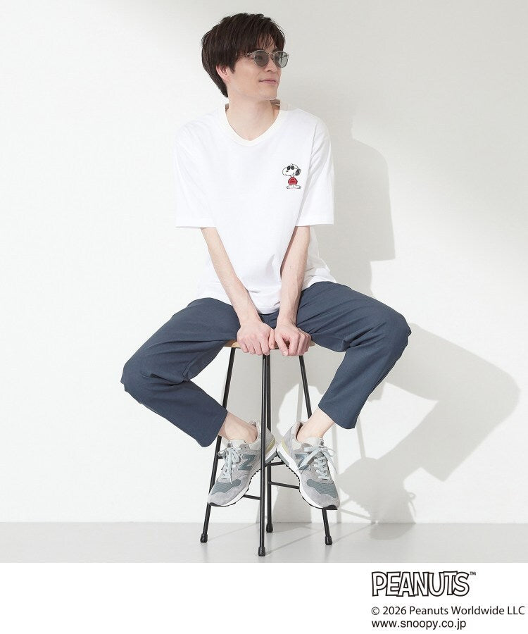 ザ ショップ ティーケー(メンズ) THE SHOP TK(Men) PEANUTS ／ ピーナッツ スヌーピー ワンポイント刺繍 半袖Tシャツ （オフホワイト(603)） オフホワイト(603)
