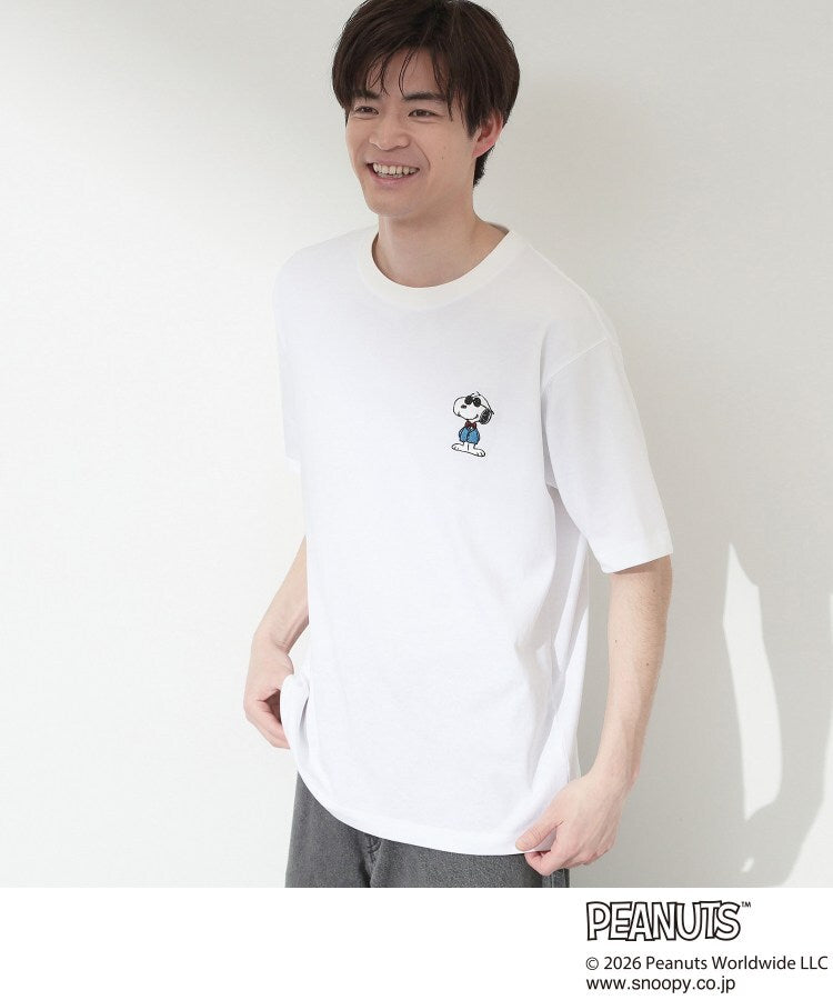 ザ ショップ ティーケー(メンズ) THE SHOP TK(Men) PEANUTS ／ ピーナッツ スヌーピー ワンポイント刺繍 半袖Tシャツ （オフホワイト(603)） オフホワイト(603)