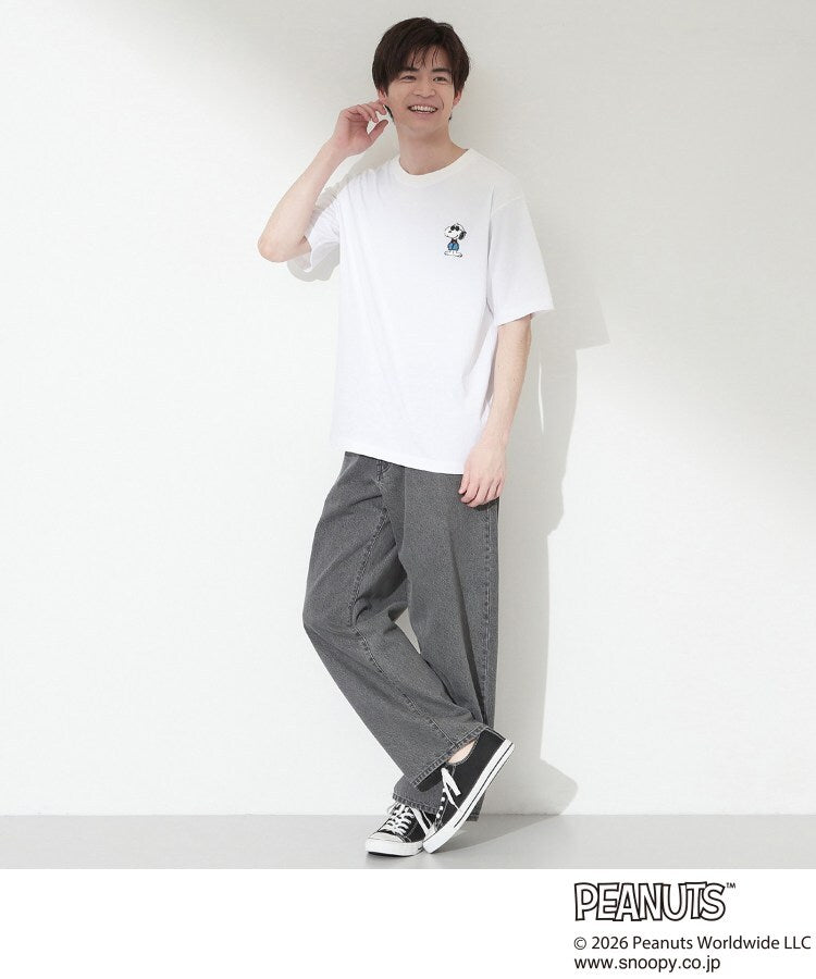 ザ ショップ ティーケー(メンズ) THE SHOP TK(Men) PEANUTS ／ ピーナッツ スヌーピー ワンポイント刺繍 半袖Tシャツ （オフホワイト(603)） オフホワイト(603)