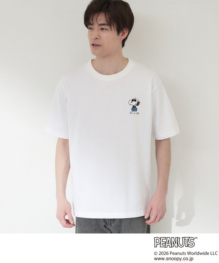 ザ ショップ ティーケー(メンズ) THE SHOP TK(Men) PEANUTS ／ ピーナッツ スヌーピー ワンポイント刺繍 半袖Tシャツ （オフホワイト(603)） オフホワイト(603)