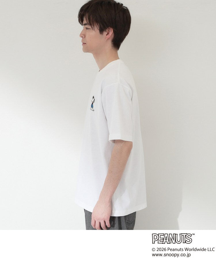 ザ ショップ ティーケー(メンズ) THE SHOP TK(Men) PEANUTS ／ ピーナッツ スヌーピー ワンポイント刺繍 半袖Tシャツ （オフホワイト(603)） オフホワイト(603)