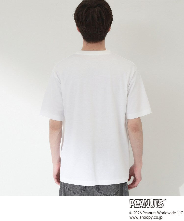 ザ ショップ ティーケー(メンズ) THE SHOP TK(Men) PEANUTS ／ ピーナッツ スヌーピー ワンポイント刺繍 半袖Tシャツ （オフホワイト(603)） オフホワイト(603)