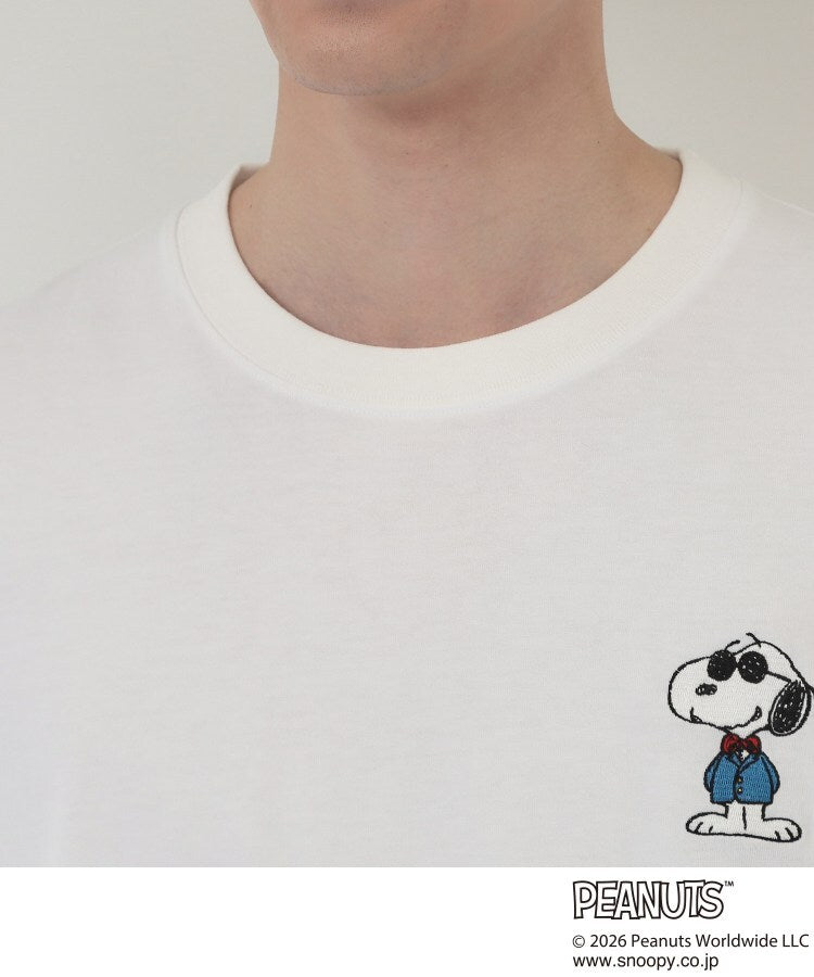 ザ ショップ ティーケー(メンズ) THE SHOP TK(Men) PEANUTS ／ ピーナッツ スヌーピー ワンポイント刺繍 半袖Tシャツ （オフホワイト(603)） オフホワイト(603)