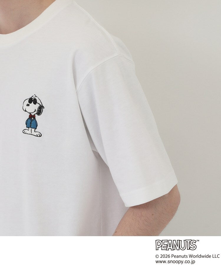 ザ ショップ ティーケー(メンズ) THE SHOP TK(Men) PEANUTS ／ ピーナッツ スヌーピー ワンポイント刺繍 半袖Tシャツ （オフホワイト(603)） オフホワイト(603)