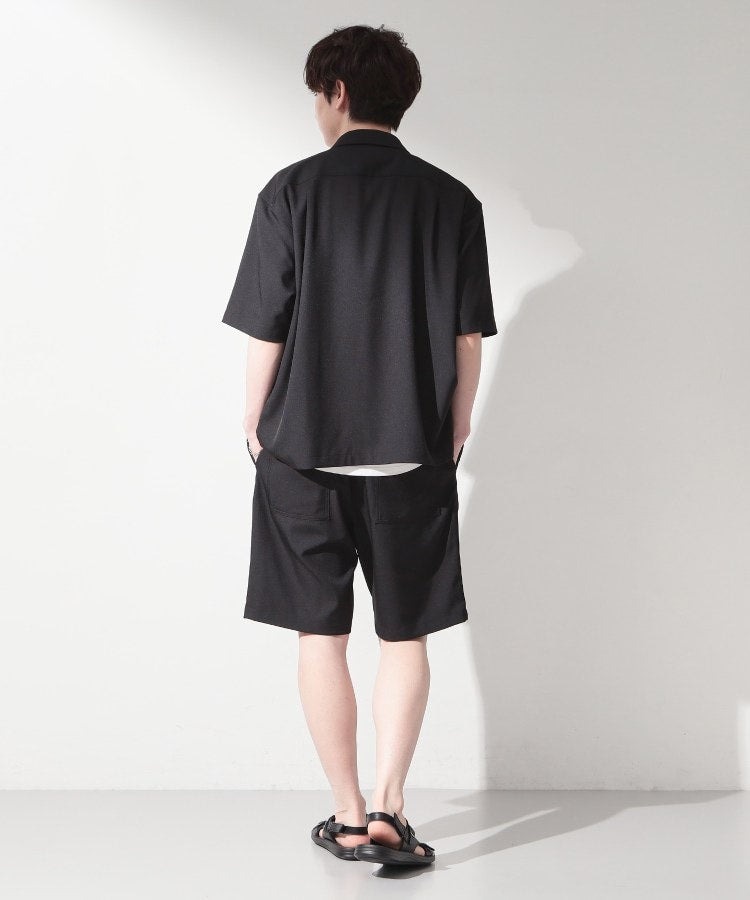 ザ ショップ ティーケー(メンズ) THE SHOP TK(Men) リラックスワイド 5分袖ジャケット セットアップ可／洗濯機OK （ブラック(019)） ブラック(019)