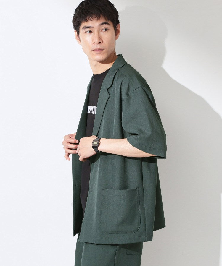 ザ ショップ ティーケー(メンズ) THE SHOP TK(Men) リラックスワイド 5分袖ジャケット セットアップ可／洗濯機OK （ブラック(019)） ブラック(019)