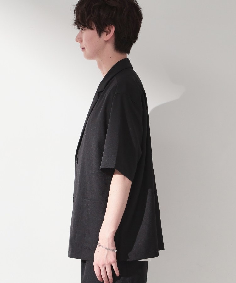 ザ ショップ ティーケー(メンズ) THE SHOP TK(Men) リラックスワイド 5分袖ジャケット セットアップ可／洗濯機OK （ブラック(019)） ブラック(019)