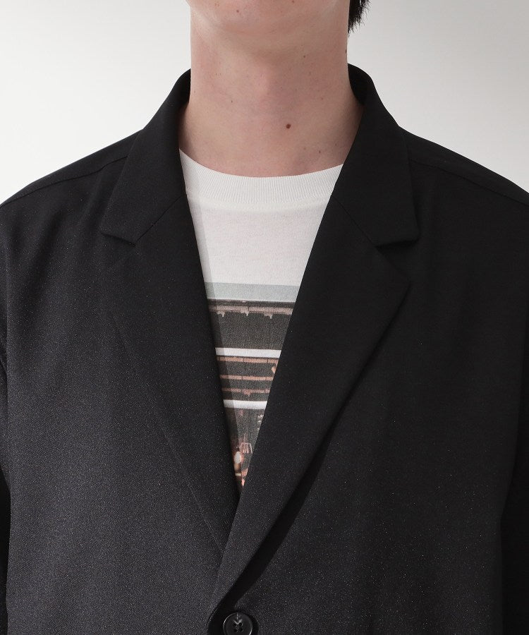 ザ ショップ ティーケー(メンズ) THE SHOP TK(Men) リラックスワイド 5分袖ジャケット セットアップ可／洗濯機OK （ブラック(019)） ブラック(019)