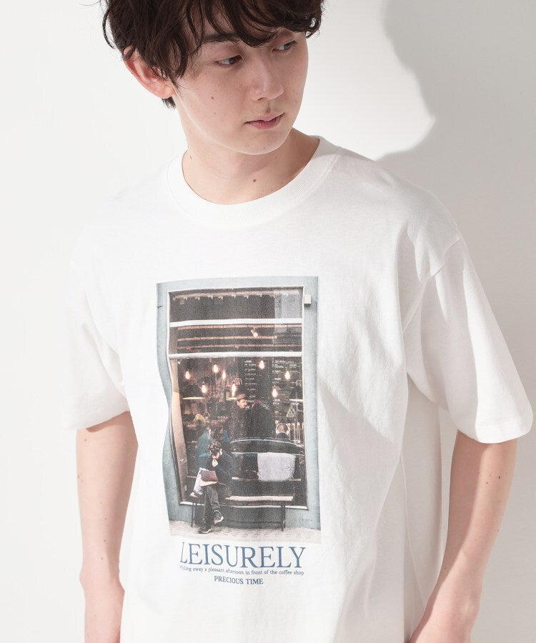 ザ ショップ ティーケー(メンズ) THE SHOP TK(Men) モノクロ フォトグラフィー 半袖Tシャツ 洗濯機OK （オフホワイト(003)） オフホワイト(003)