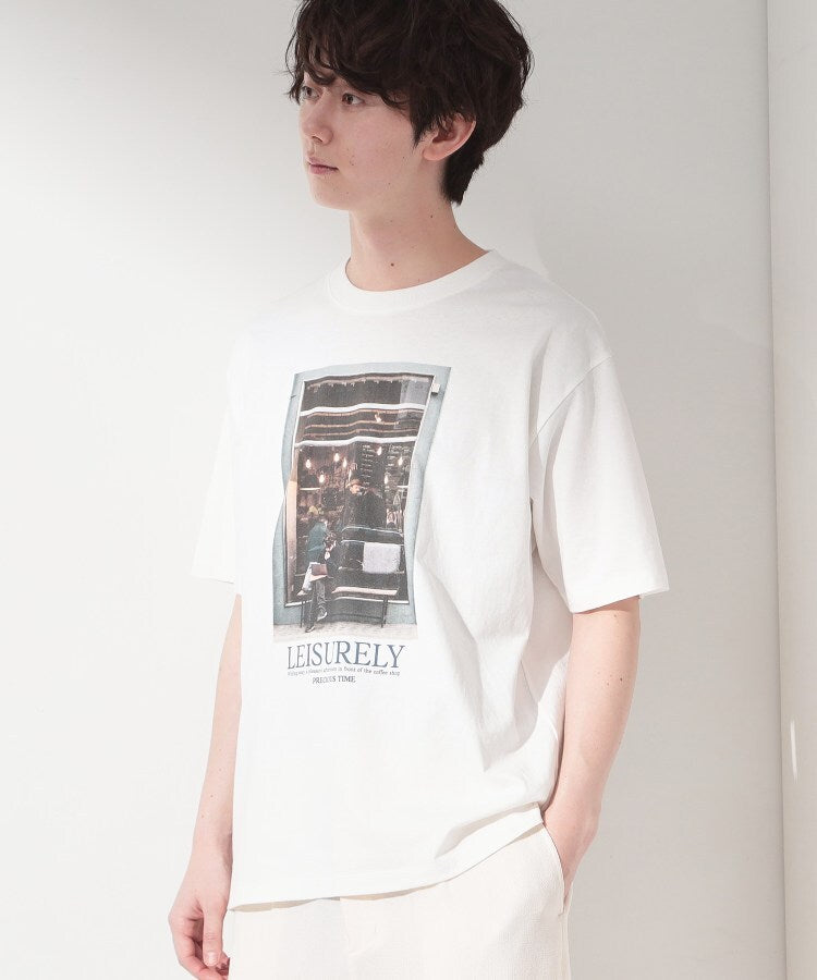 ザ ショップ ティーケー(メンズ) THE SHOP TK(Men) モノクロ フォトグラフィー 半袖Tシャツ 洗濯機OK （オフホワイト(003)） オフホワイト(003)