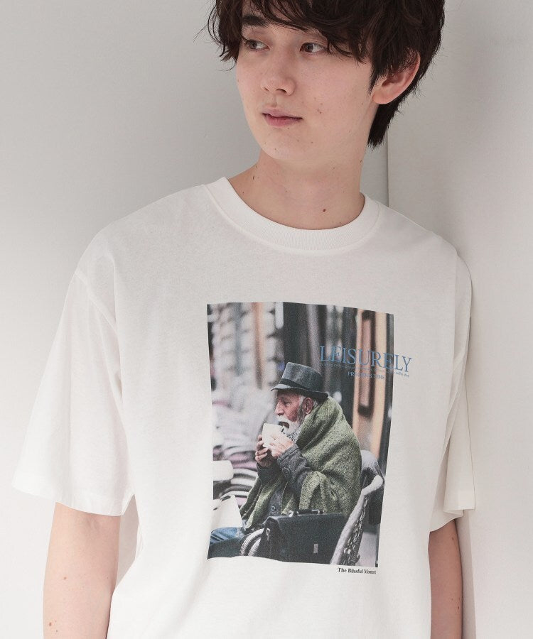 ザ ショップ ティーケー(メンズ) THE SHOP TK(Men) モノクロ フォトグラフィー 半袖Tシャツ 洗濯機OK （オフホワイト(803)） オフホワイト(803)