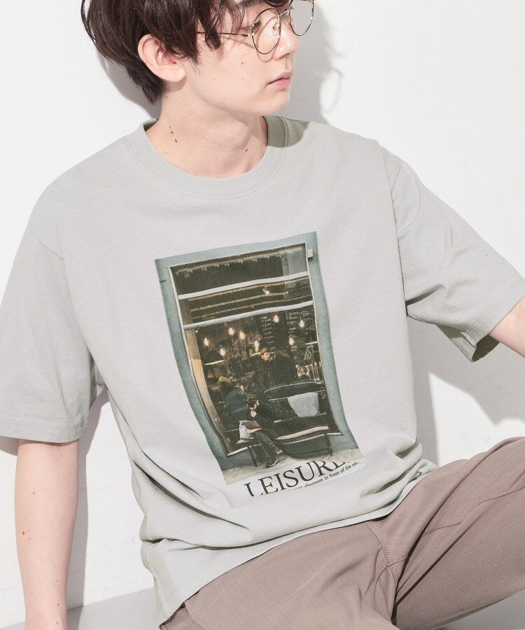 ザ ショップ ティーケー(メンズ) THE SHOP TK(Men) モノクロ フォトグラフィー 半袖Tシャツ 洗濯機OK （ライトグレー(011)） ライトグレー(011)