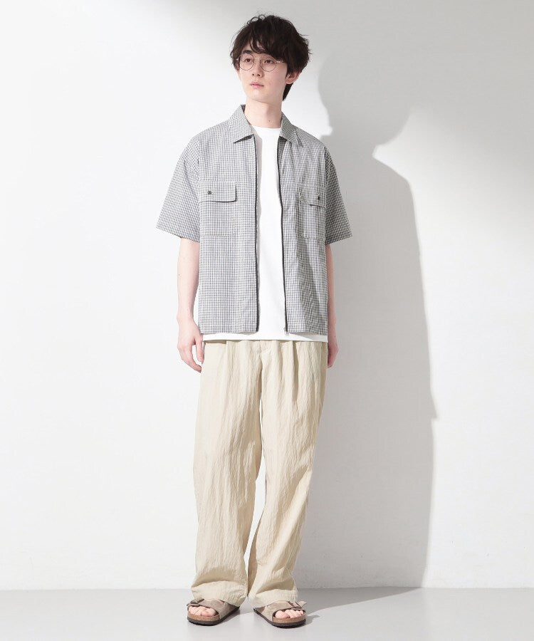 ザ ショップ ティーケー(メンズ) THE SHOP TK(Men) 半袖チェックジップシャツ 洗濯機OK （オフホワイト(203)） オフホワイト(203)