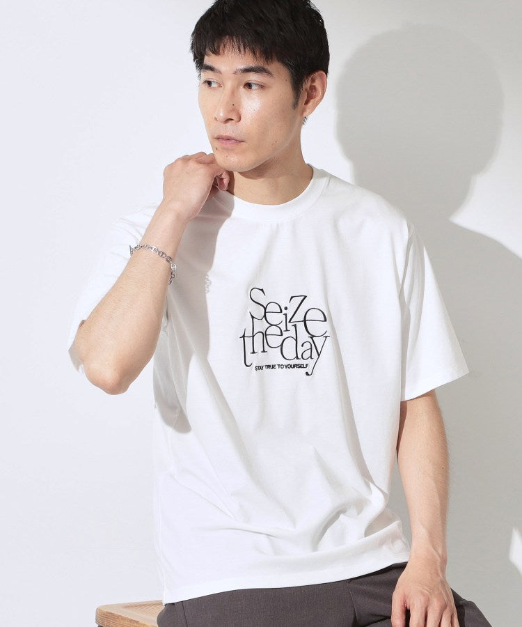 ザ ショップ ティーケー(メンズ) THE SHOP TK(Men) COOLロゴ半袖Tシャツ 接触冷感／洗濯機OK （オフホワイト(003)） オフホワイト(003)