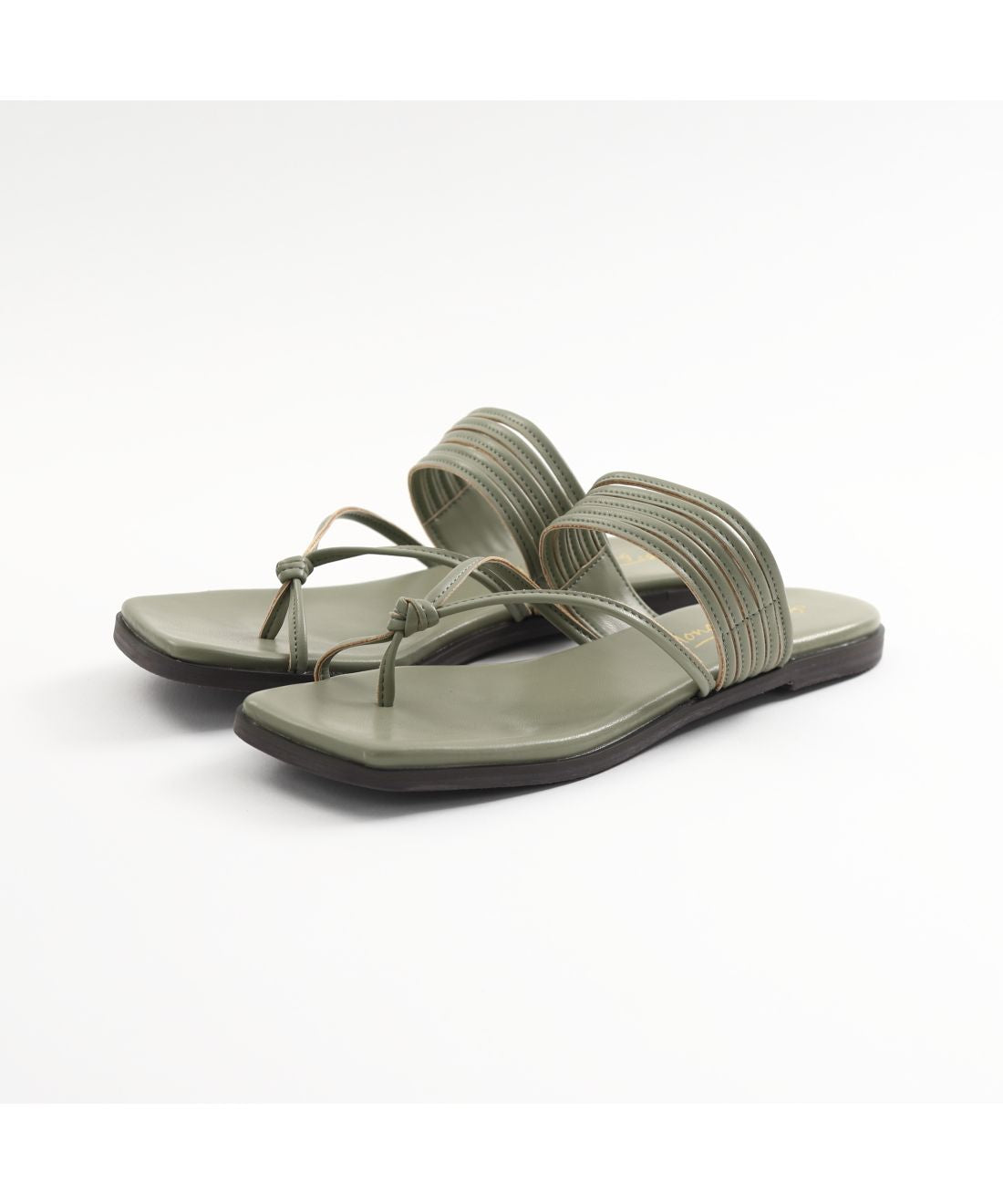 Foot Place FOOT PLACE Women's Thong Sandals Flat Casual Simple Square Toe 2202