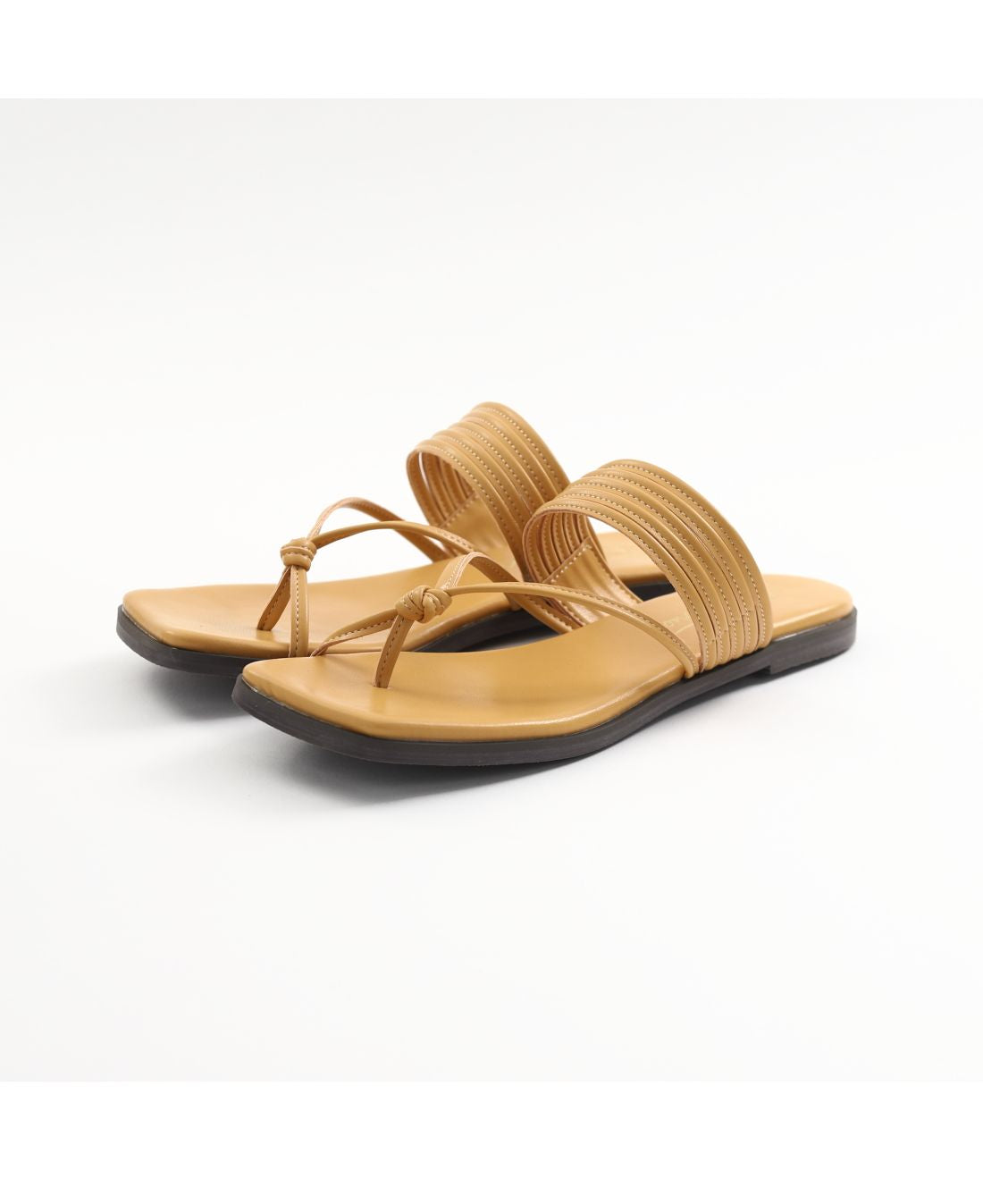 Foot Place FOOT PLACE Women's Thong Sandals Flat Casual Simple Square Toe 2202